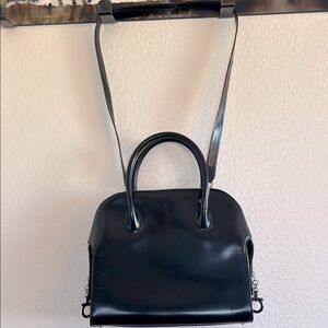 Salvatore Ferragamo crossbody Black Leather Handbag with silver hardware